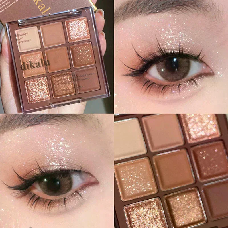 Eyeshadow Glitter Pigment - DIKALU 9 Colors Glitter Eyeshadow Palette